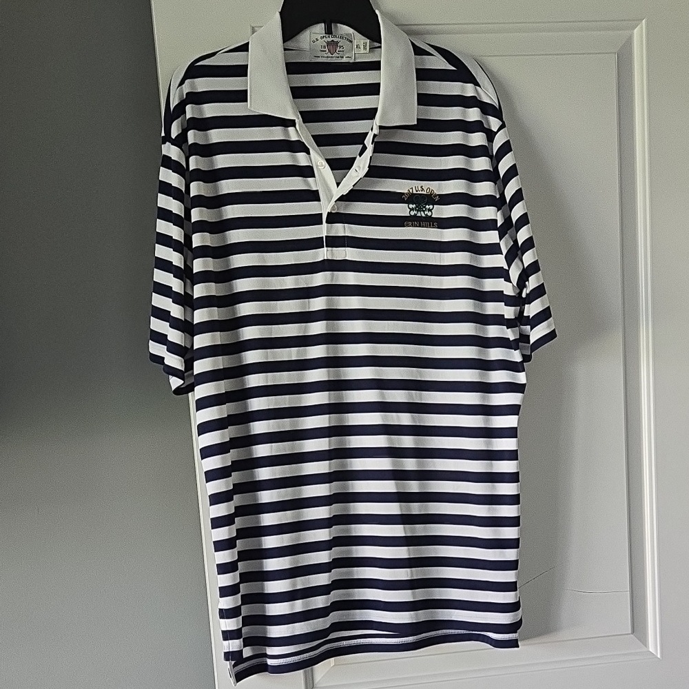 2017 US Open Erin Hills Striped Polo Shirt - Navy and White